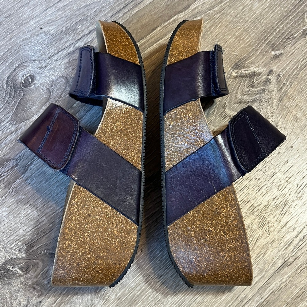 Lola Sabbia‎ Eric Michael Purple Leather Cork Platform Wedge Sandals EU 37